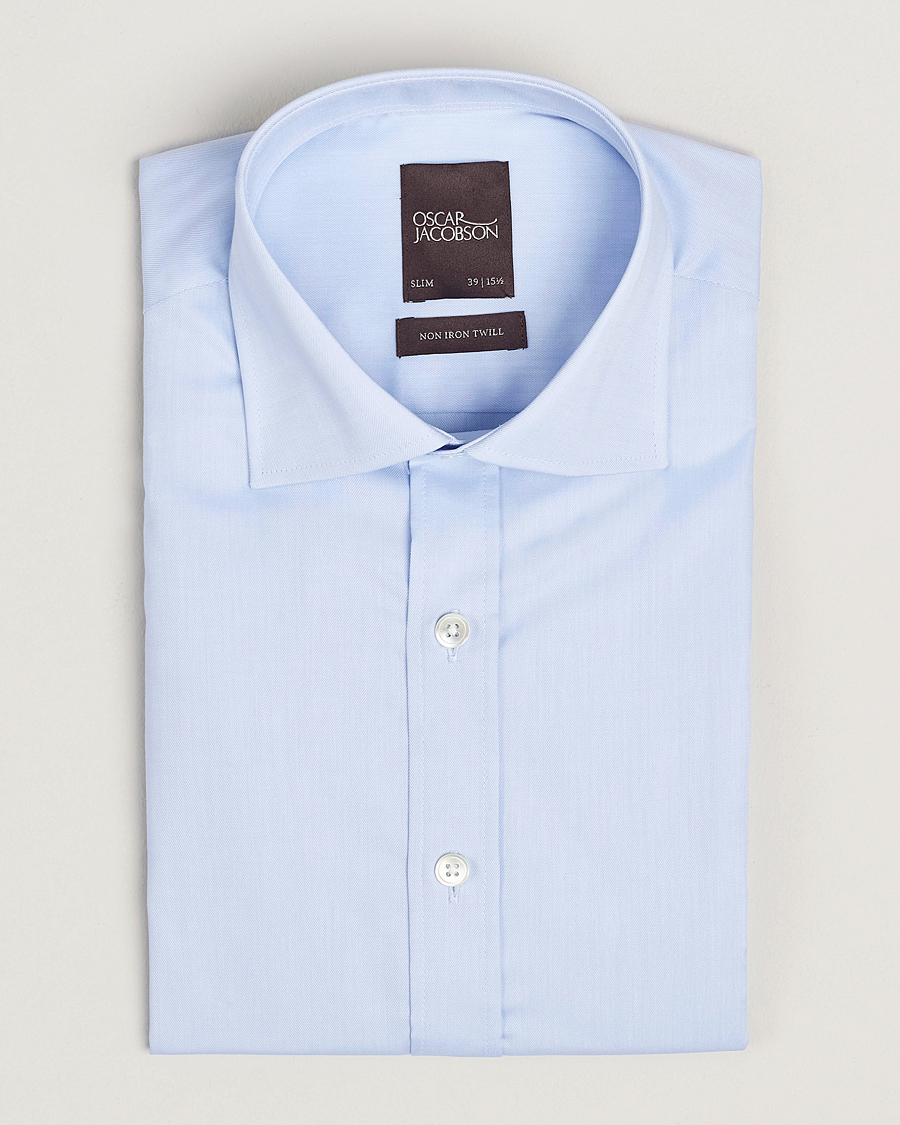 Herren | Hemden | Oscar Jacobson | Slim Fit Cut Away Non Iron Twill Light Blue