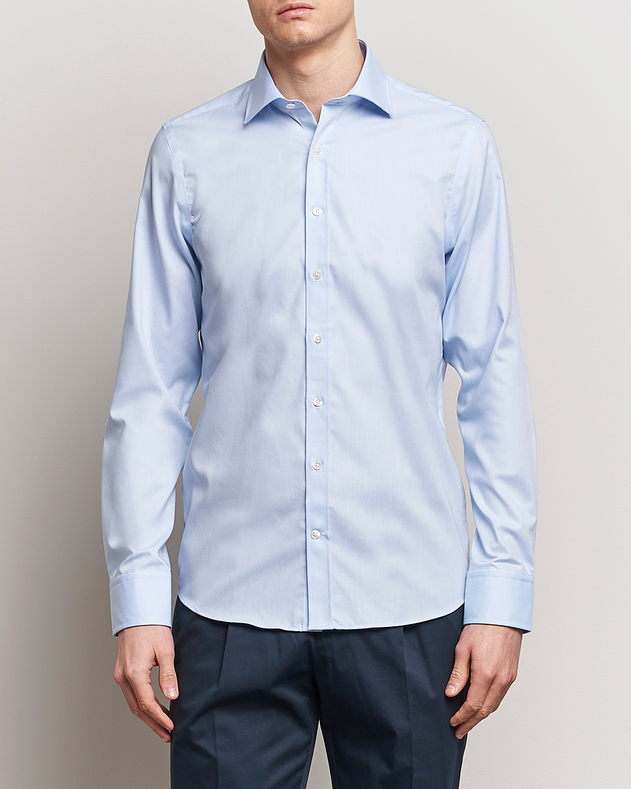 Herren | Hemden | Oscar Jacobson | Slim Fit Cut Away Non Iron Twill Light Blue