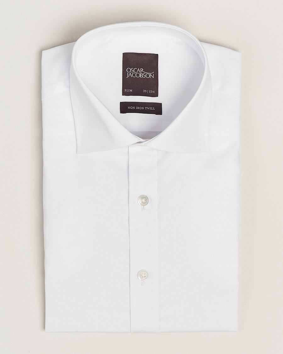 Herren | Hemden | Oscar Jacobson | Slim Fit Cut Away Non Iron Twill White