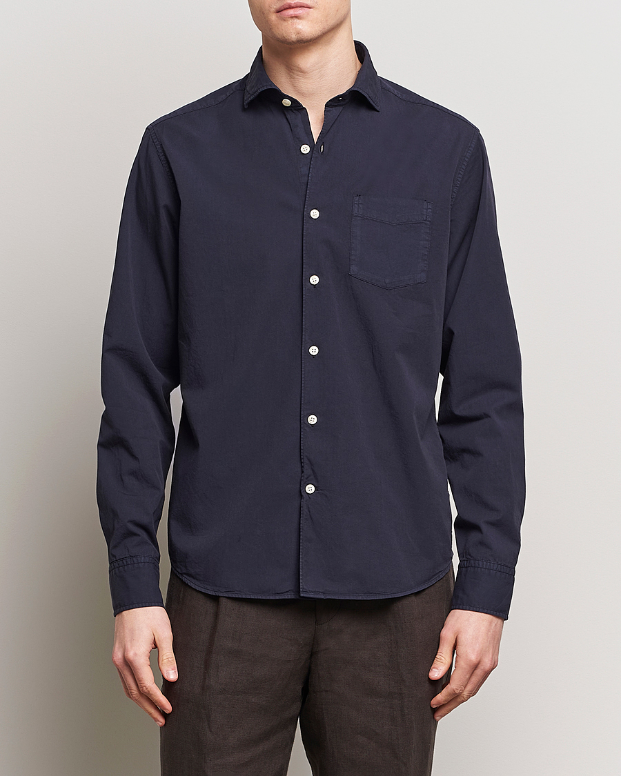 Herren | Hemden | Oscar Jacobson | Reg Fit Wide Spread Collar Twill Night Blue