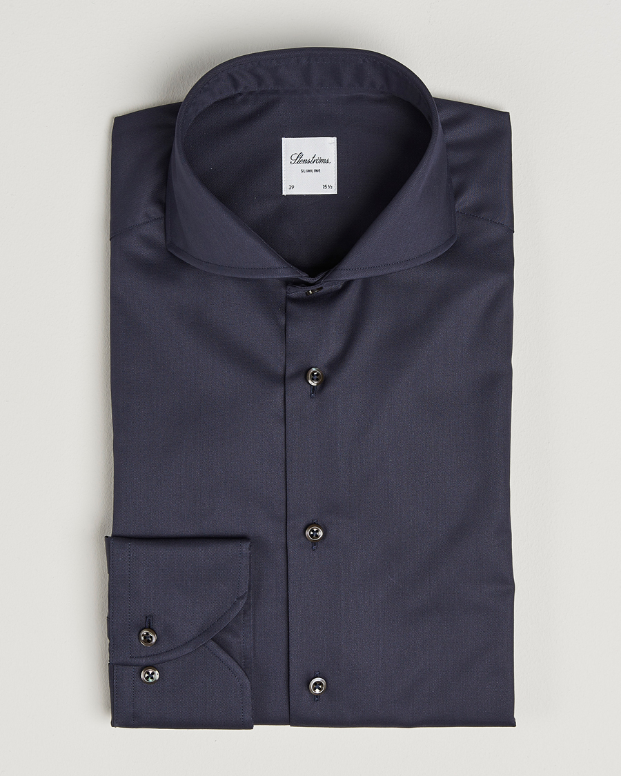 Herren | Hemden | Stenströms | Slimline Extreme Cut Away Shirt Navy