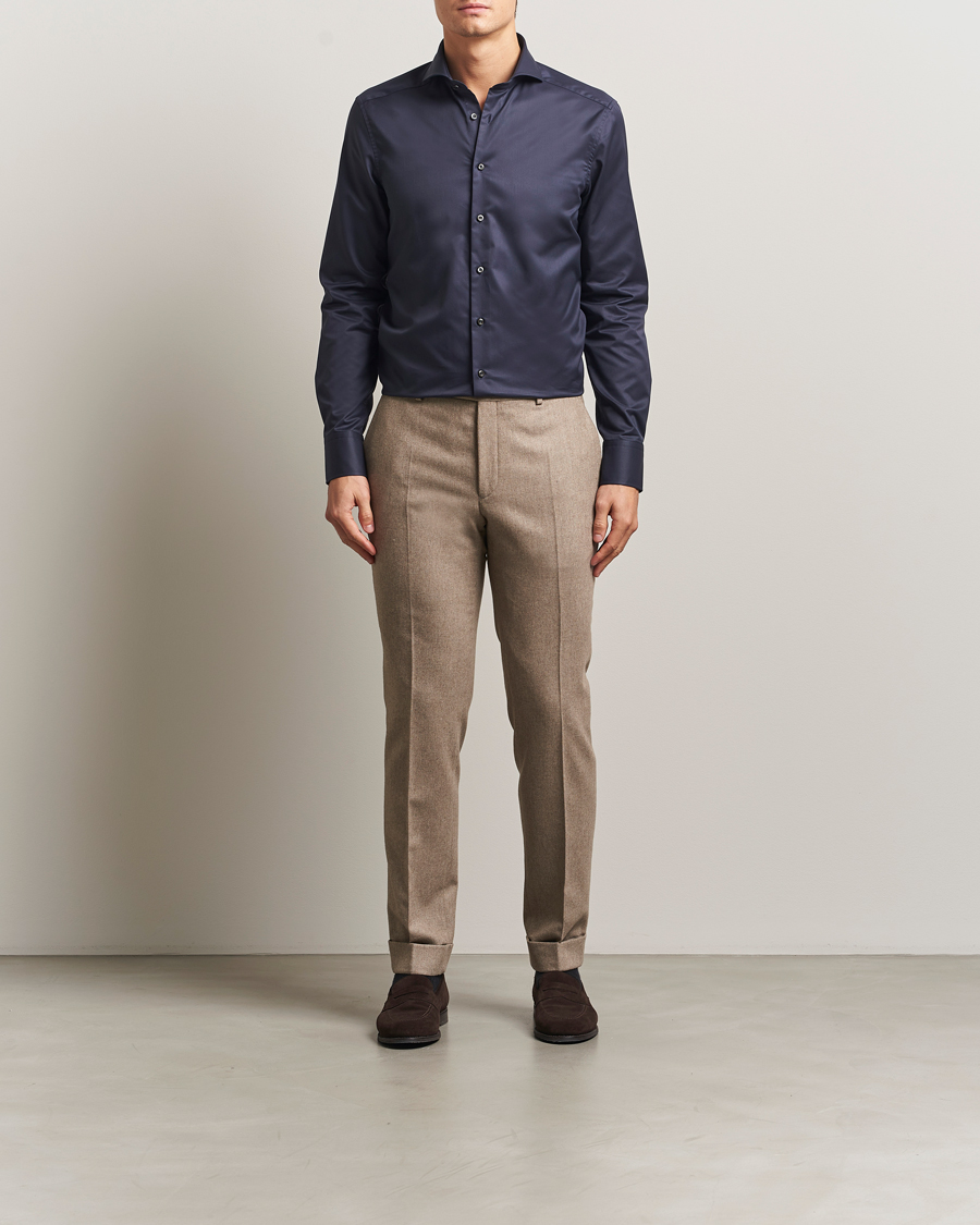 Herren | Hemden | Stenströms | Slimline Extreme Cut Away Shirt Navy