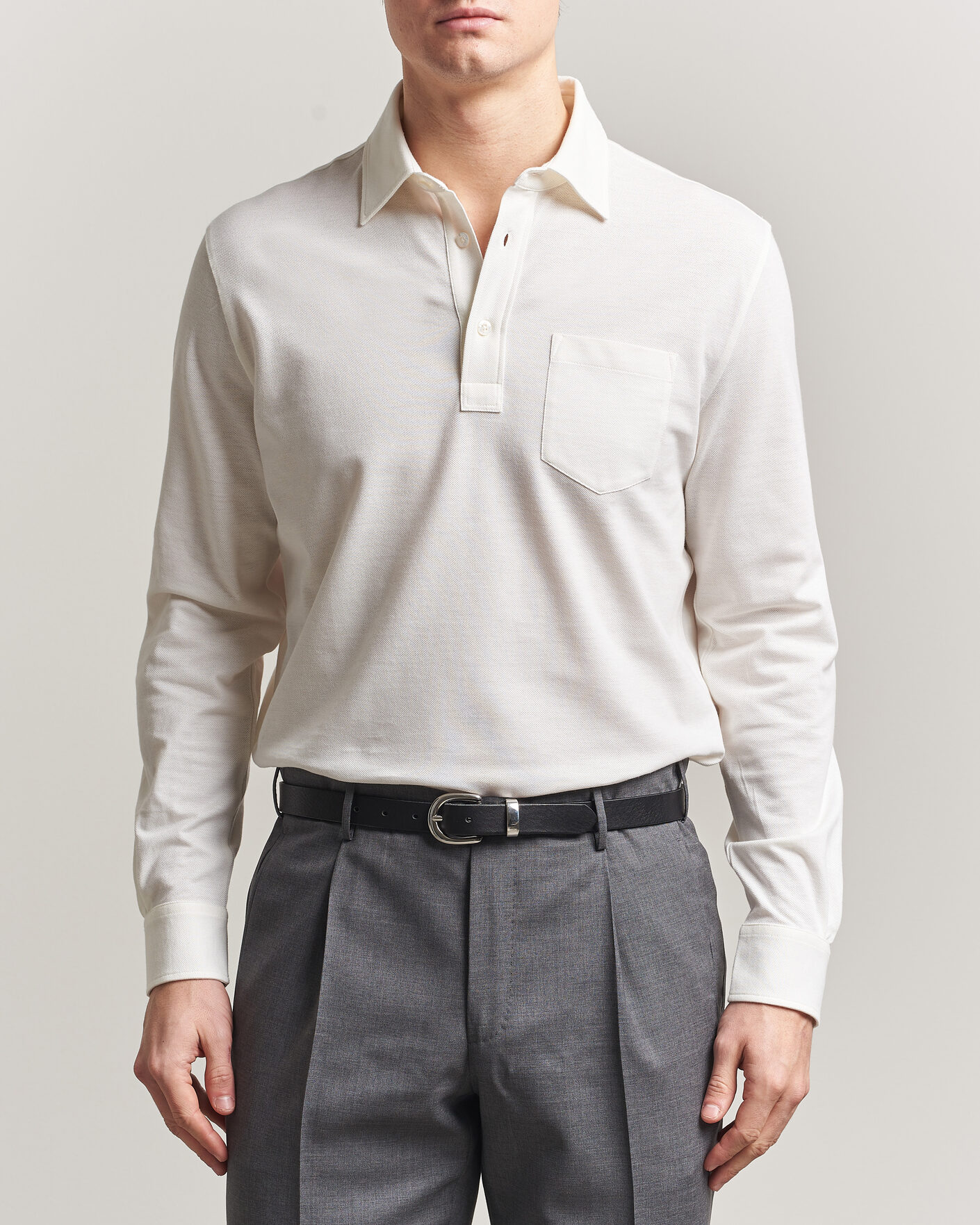 Herren | Poloshirts | Ralph Lauren Purple Label | Cotton/Cashmere Long Sleeve Polo Off White