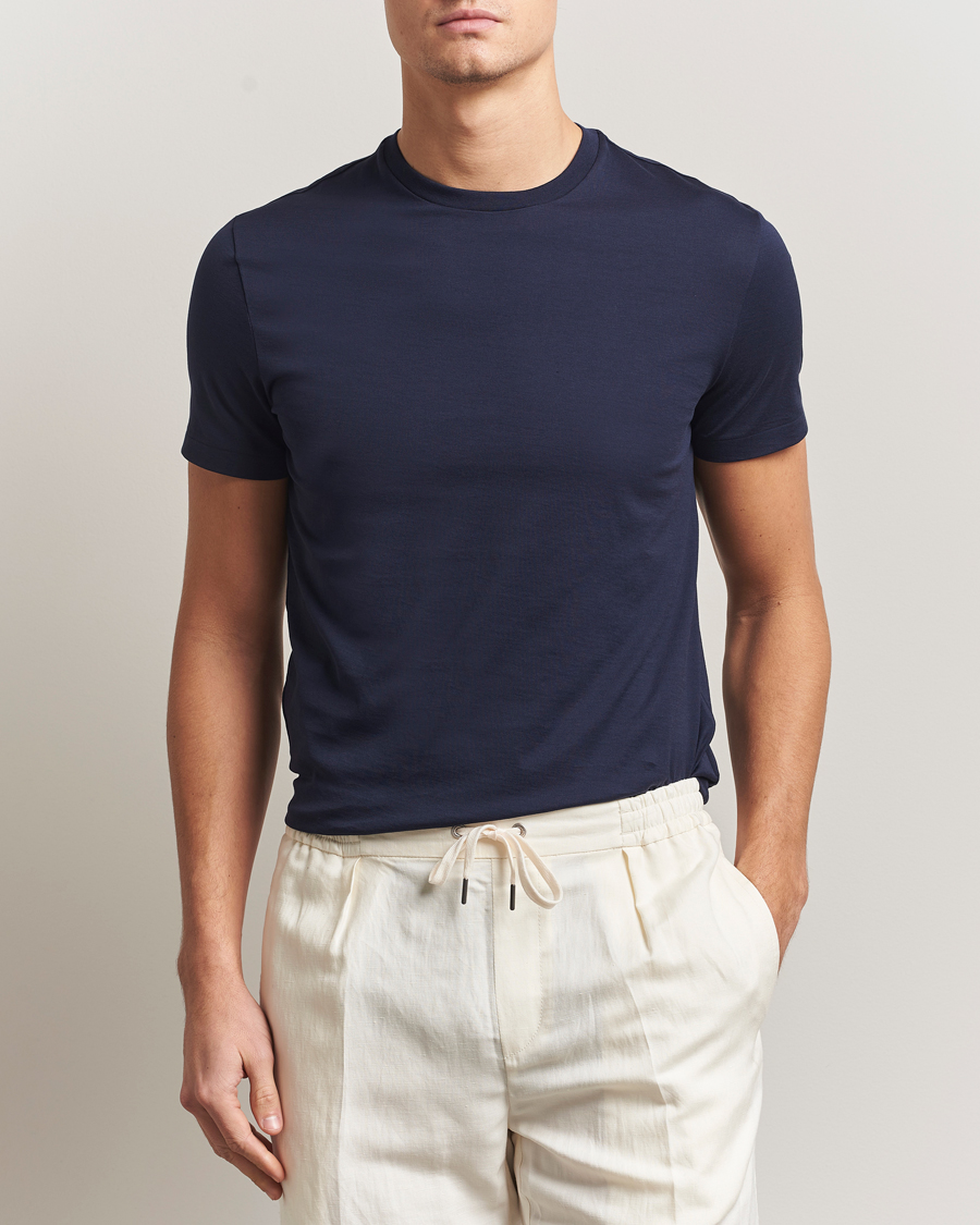 Herren | T-Shirts | Ralph Lauren Purple Label | Luxury Cotton T-Shirt Chairman Navy