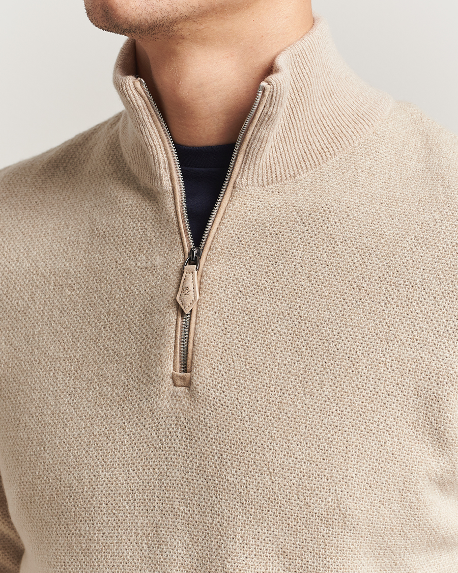 Herren | Pullover | Ralph Lauren Purple Label | Cashmere Birdseye Half Zip Beige