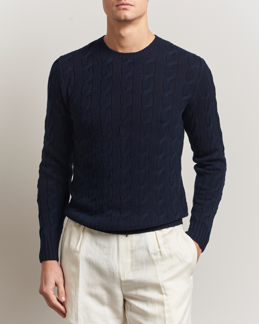 Herren | Pullover | Ralph Lauren Purple Label | Cashmere Cable Sweater Chairman Navy