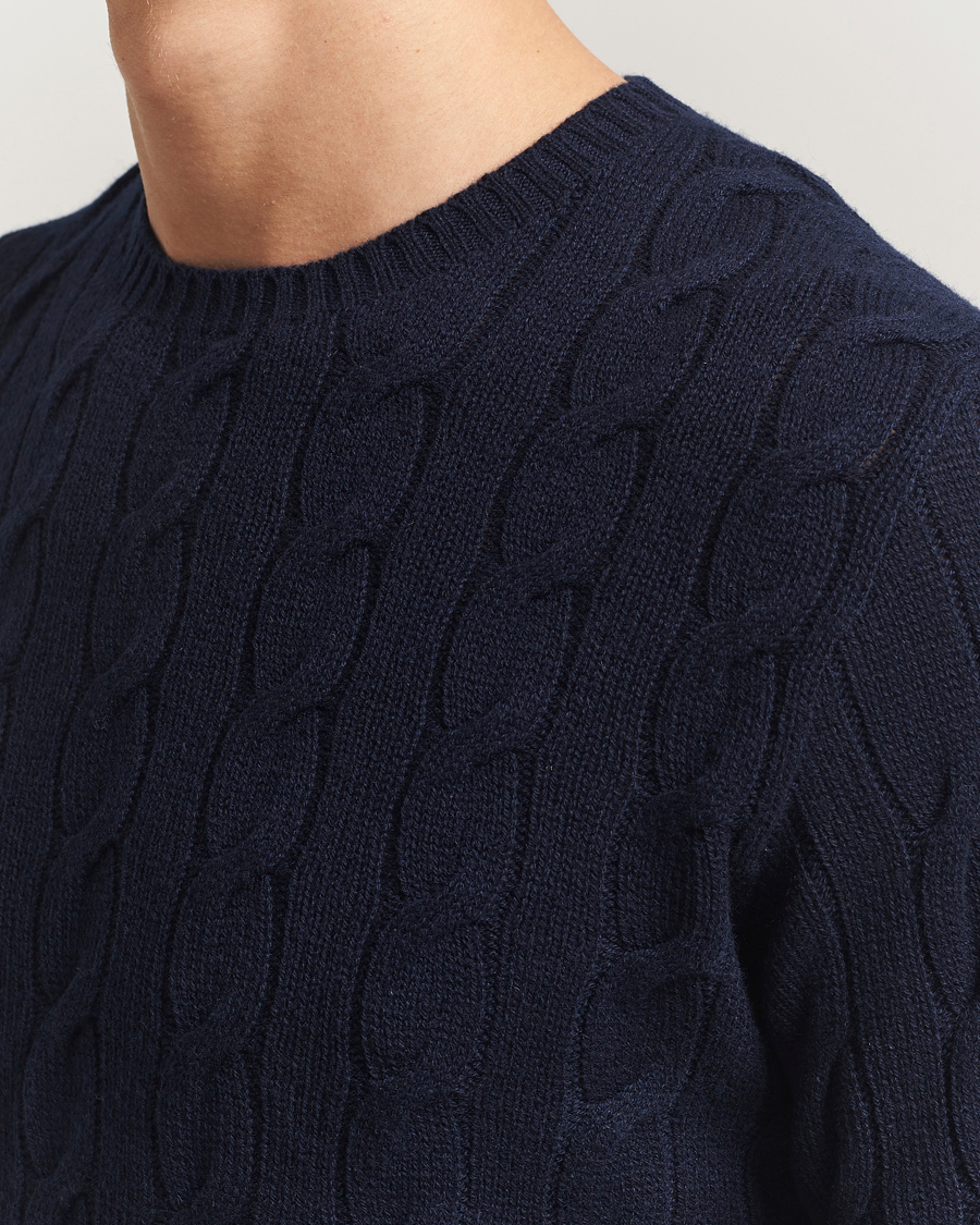 Herren | Pullover | Ralph Lauren Purple Label | Cashmere Cable Sweater Chairman Navy
