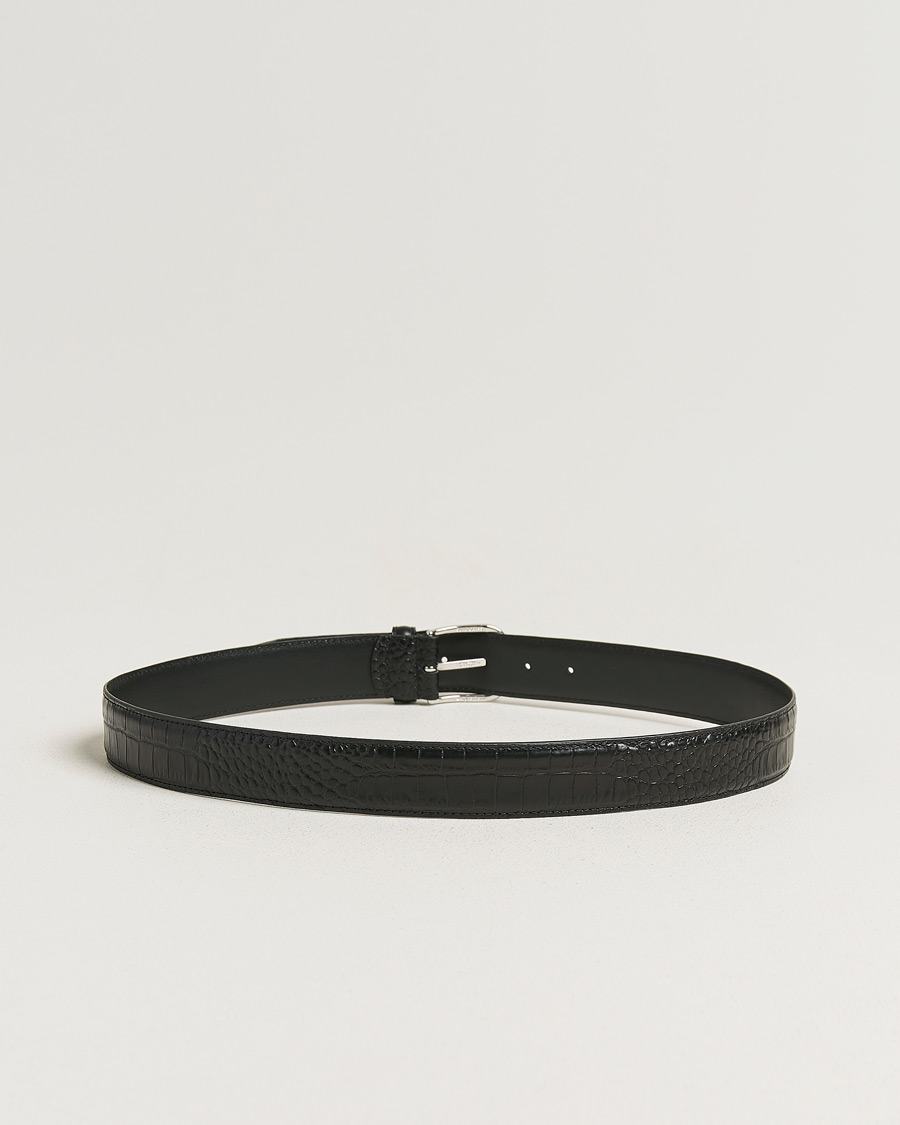 Herren | Gürtel | Anderson's | Embossed 3,5cm Leather Belt Black