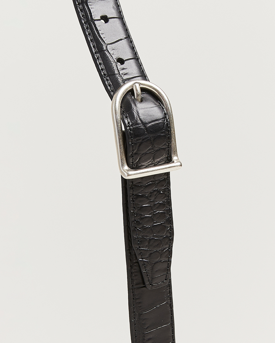Herren | Gürtel | Anderson's | Embossed 2,5cm Lether Belt Black