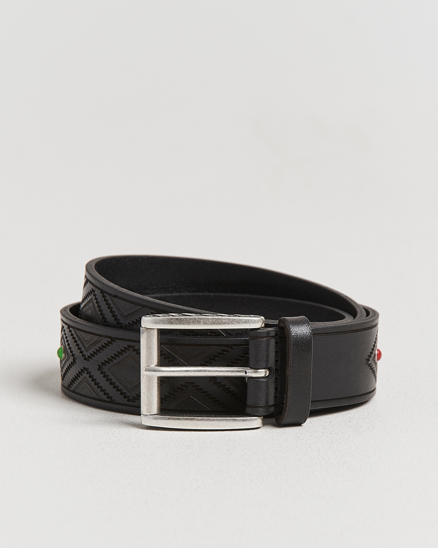 Herren | Gürtel | Anderson's | Diamond Pattern Western 3,5cm Belt Black