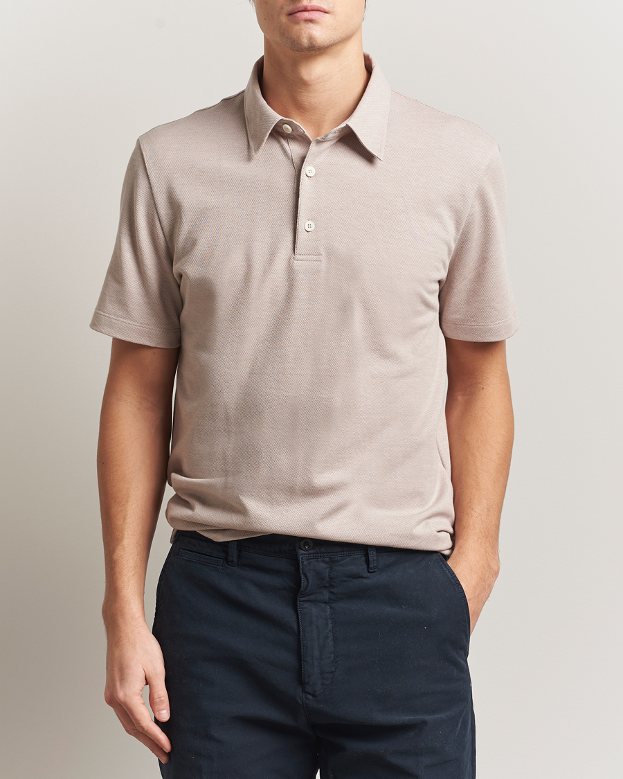 Herren | Poloshirts | Brioni | Short Sleeve Cotton Piquet Polo Beige