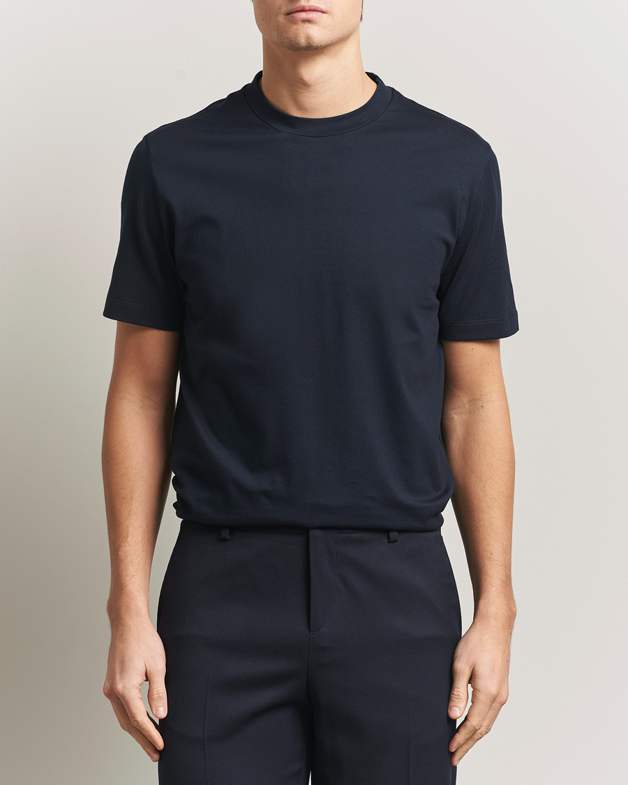 Herren | T-Shirts | Brioni | Short Sleeve Cotton T-Shirt Navy