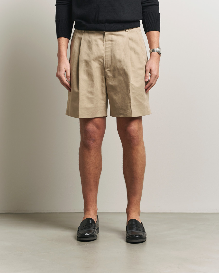 Herren | Shorts | Brioni | Cotton/Linen Drawstring Shorts Beige