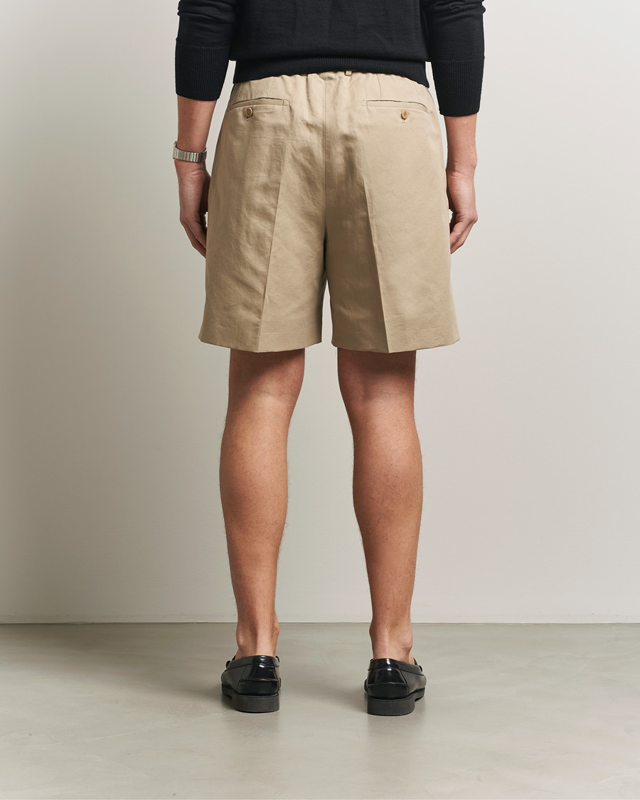 Herren | Shorts | Brioni | Cotton/Linen Drawstring Shorts Beige