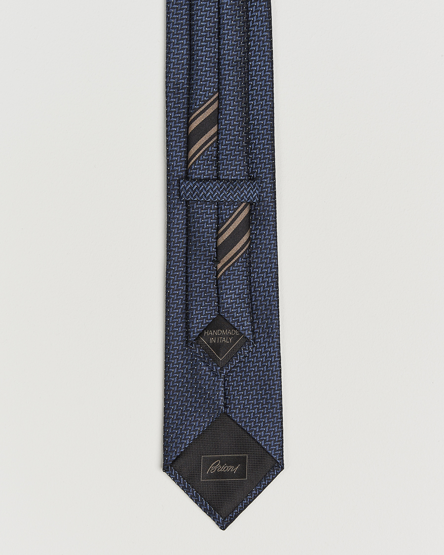Herren | Krawatten | Brioni | Jacquard Herringbone Silk Tie Navy