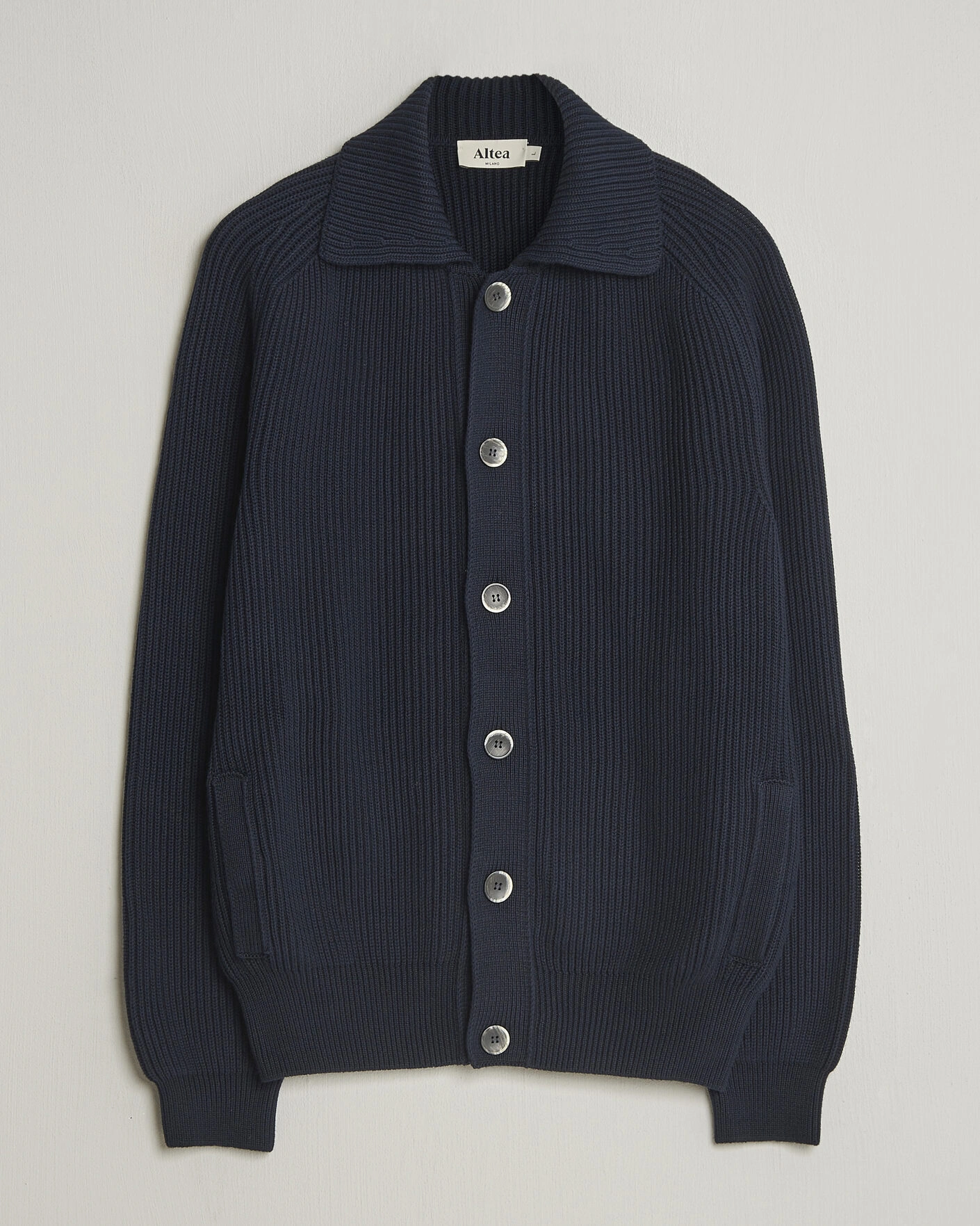 Herren | Pullover | Altea | Cotton Rib Cardigan Jacket Navy