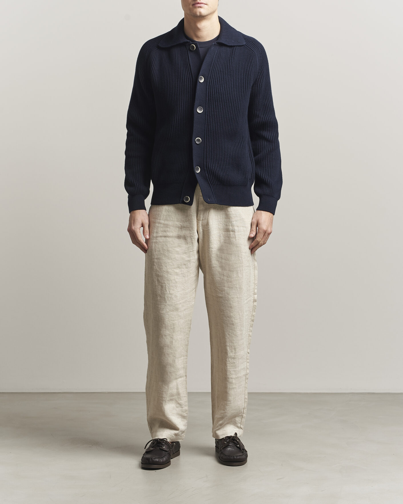 Herren | Pullover | Altea | Cotton Rib Cardigan Jacket Navy