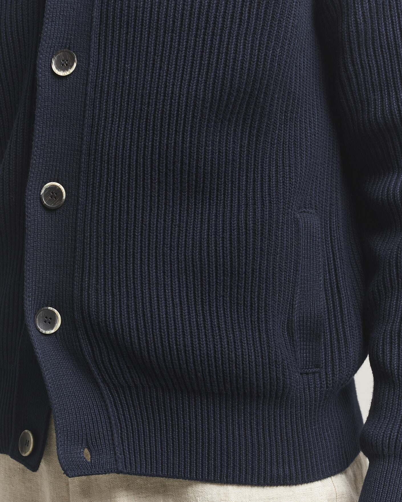 Herren | Pullover | Altea | Cotton Rib Cardigan Jacket Navy