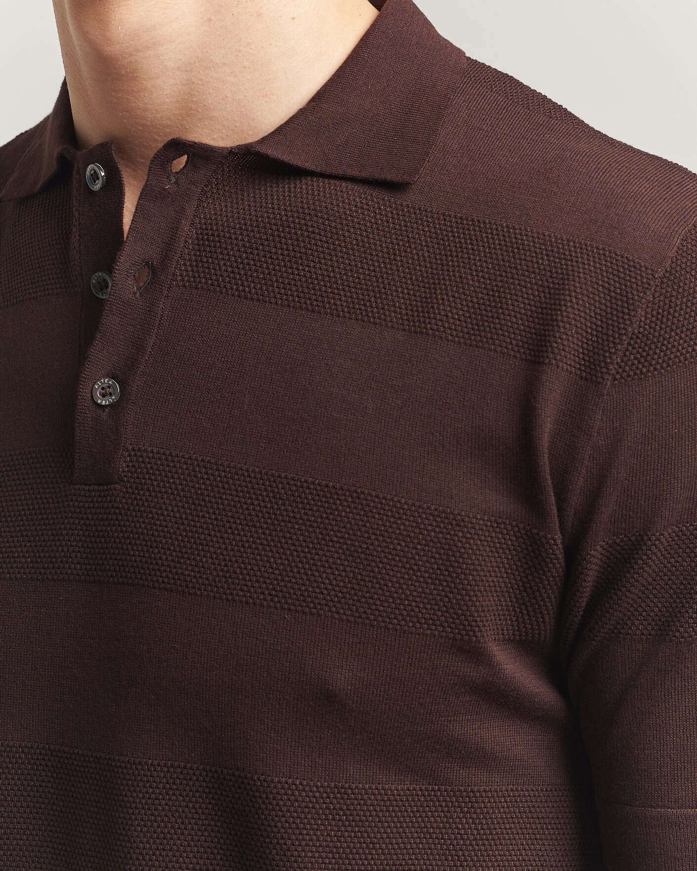 Herren | Poloshirts | Altea | Block Stripe Knitted Polo Dark Brown