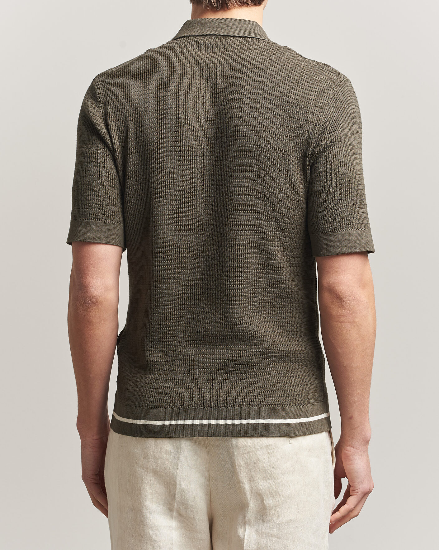Herren | Hemden | Altea | Bamboo Stitch Knitted Camp Shirt Dark Green