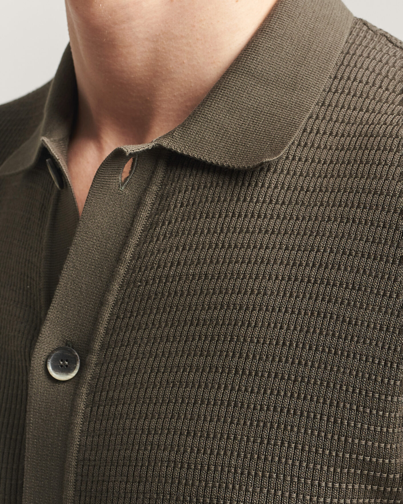 Herren | Hemden | Altea | Bamboo Stitch Knitted Camp Shirt Dark Green