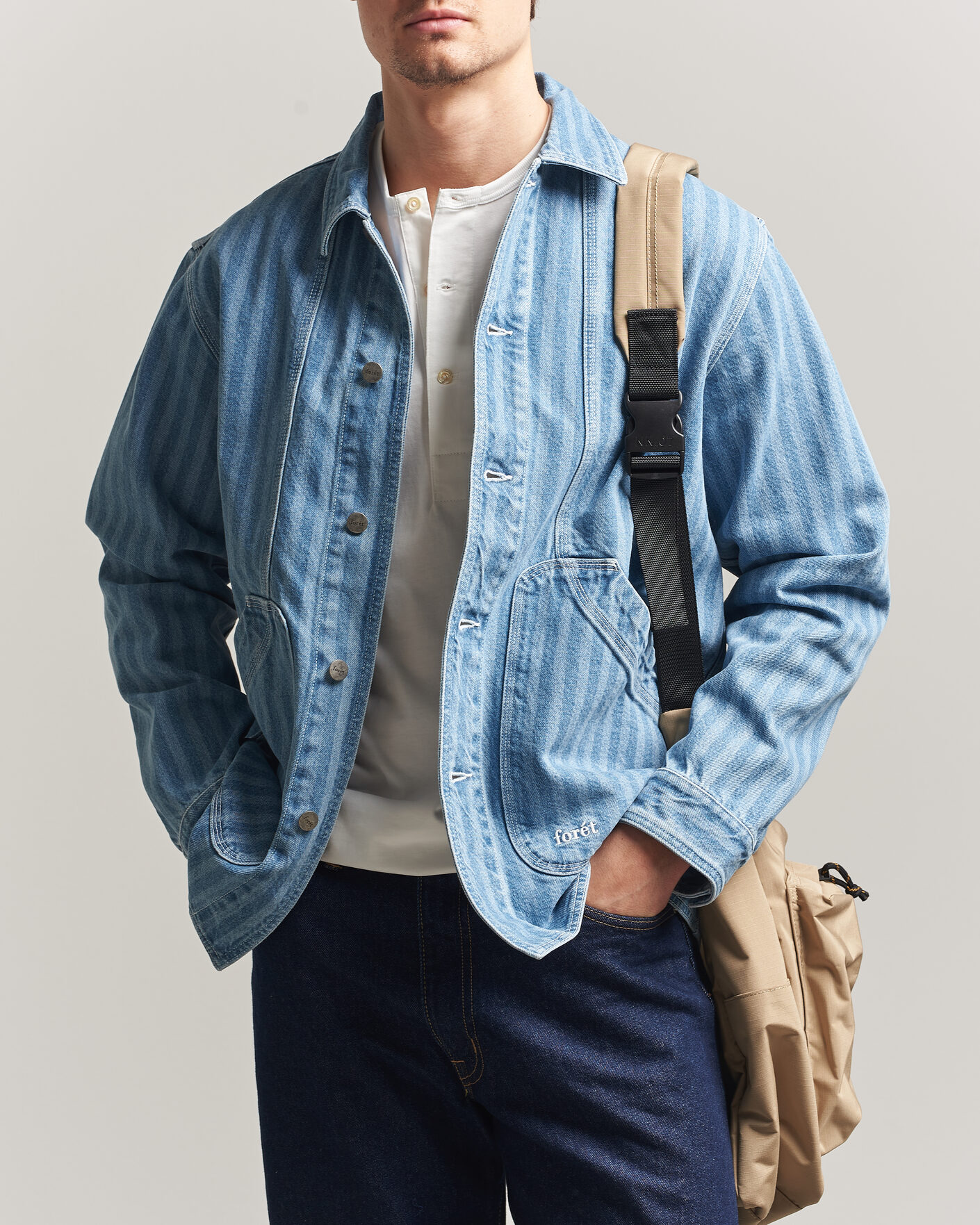 Herren | Hemden | Forét | Berry Denim Overshirt Striped Denim