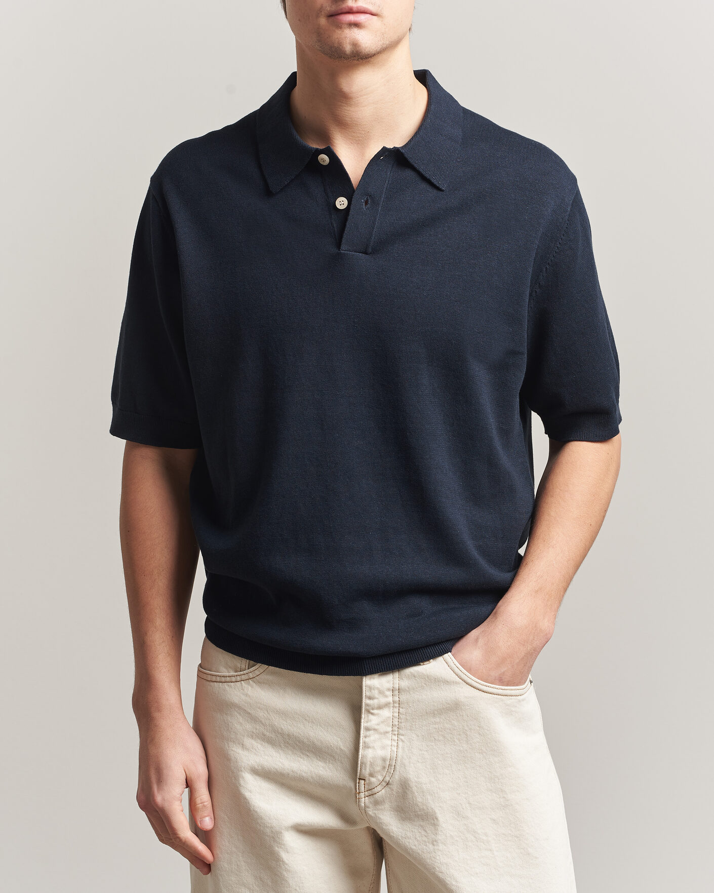 Herren | Poloshirts | Forét | Sea Cotton/Linen Polo Navy