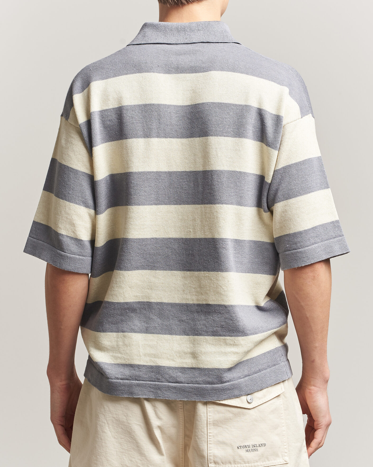 Herren | Poloshirts | Stone Island | Marina Knitted Cotton/Linen Polo Ivory Melange