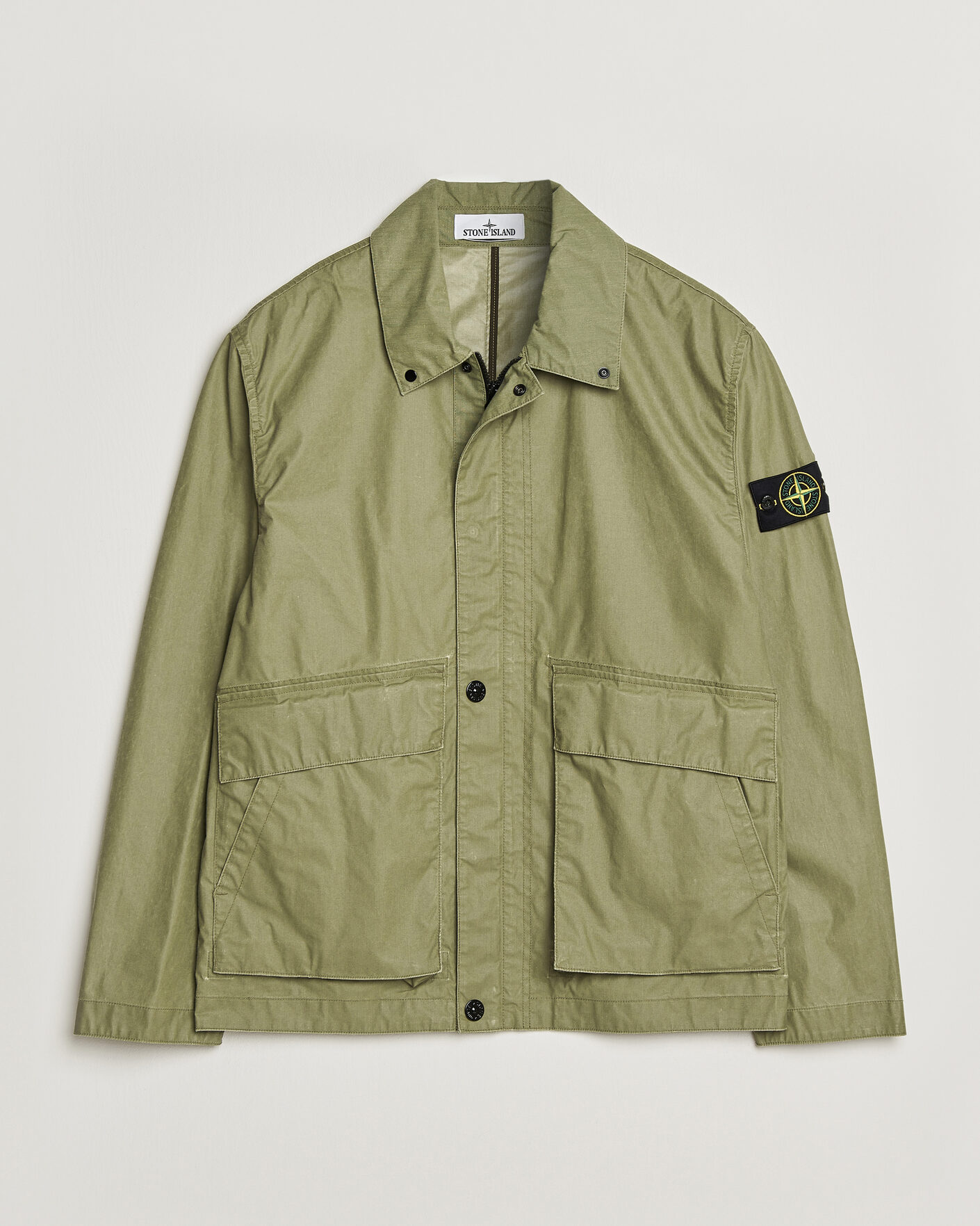 Herren | Jacken | Stone Island | Waxed Pigment Cotton Tela Coach Jacket Military Green
