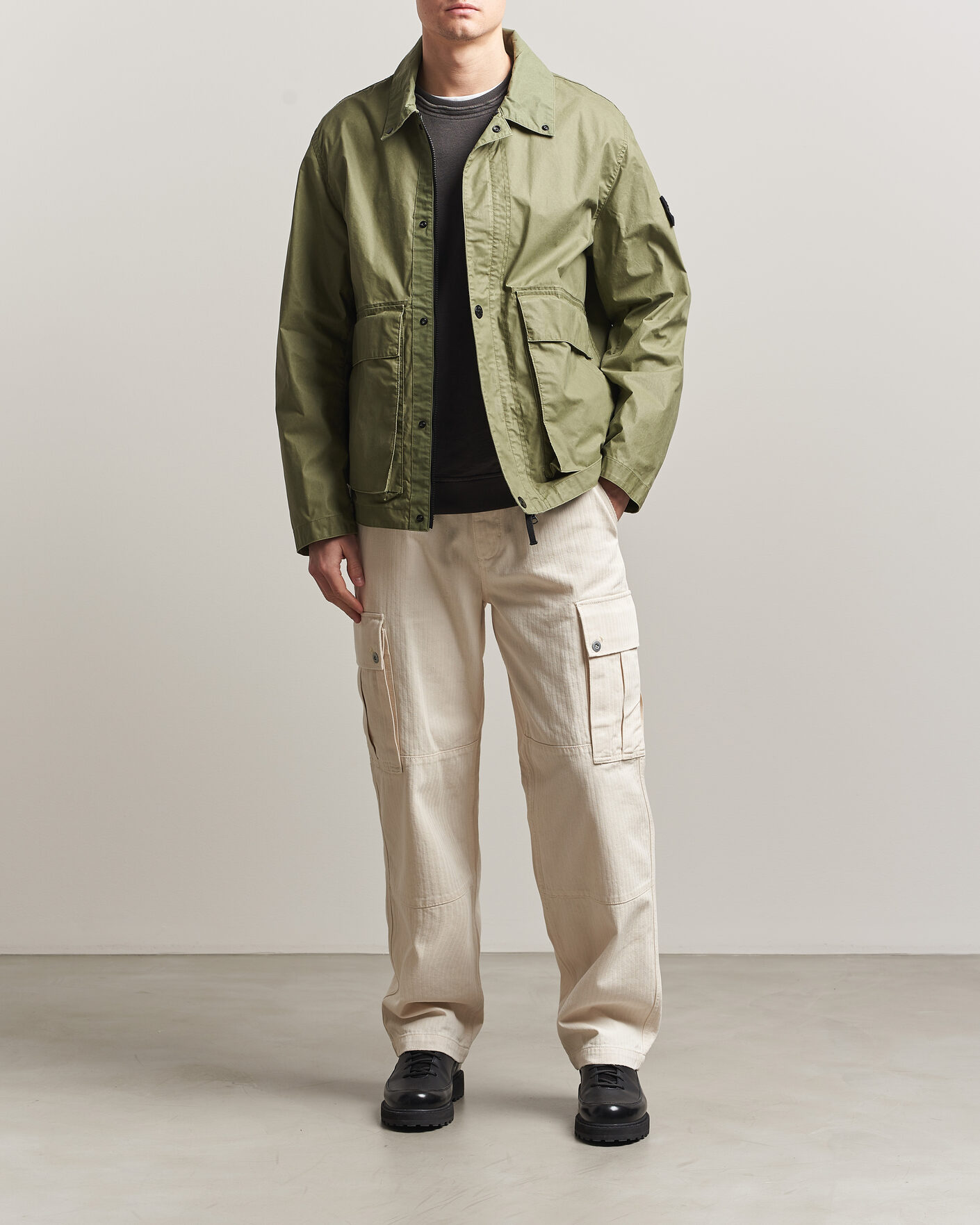 Herren | Jacken | Stone Island | Waxed Pigment Cotton Tela Coach Jacket Military Green