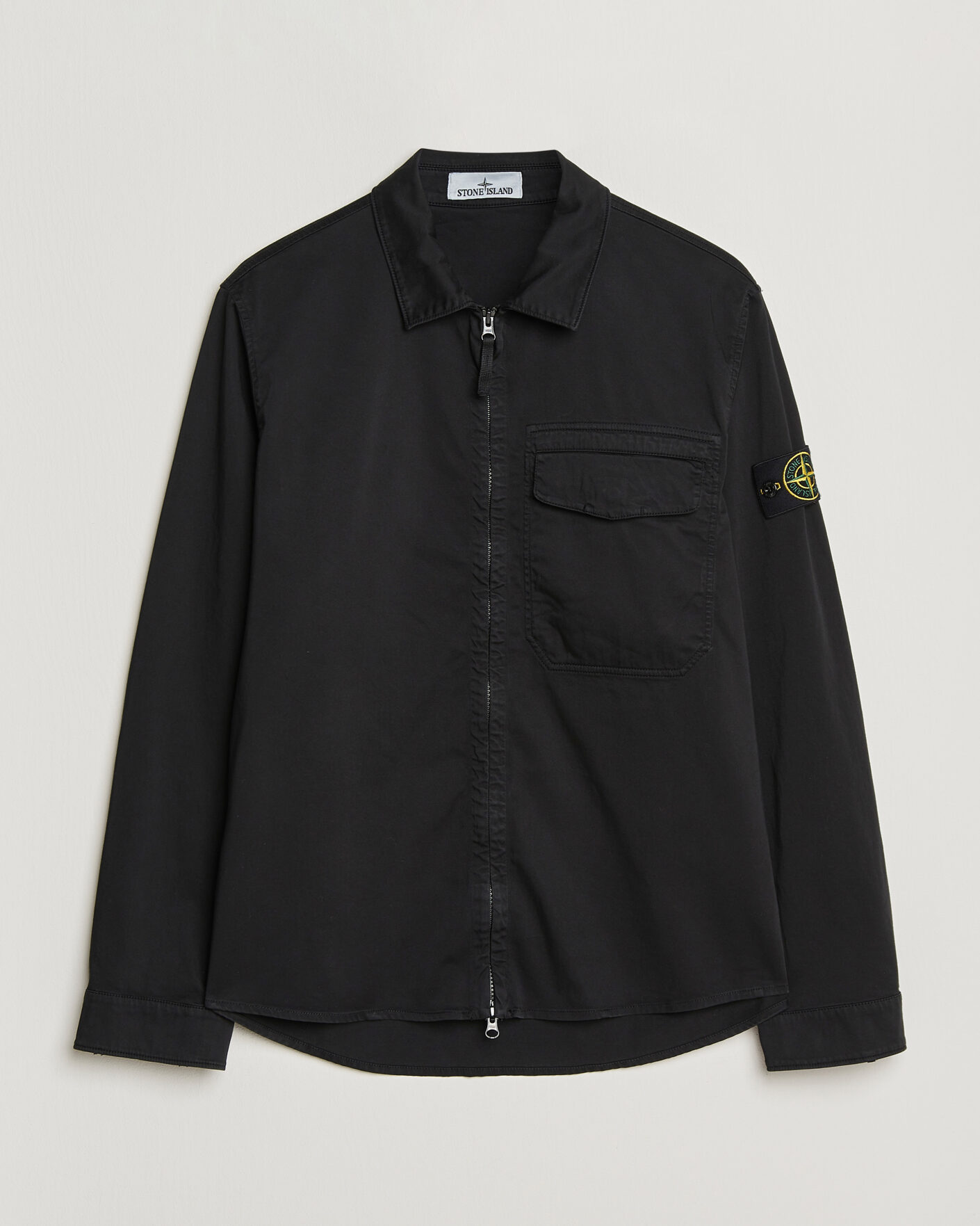 Herren | Hemden | Stone Island | Cotton Stretch Zip Overshirt Black