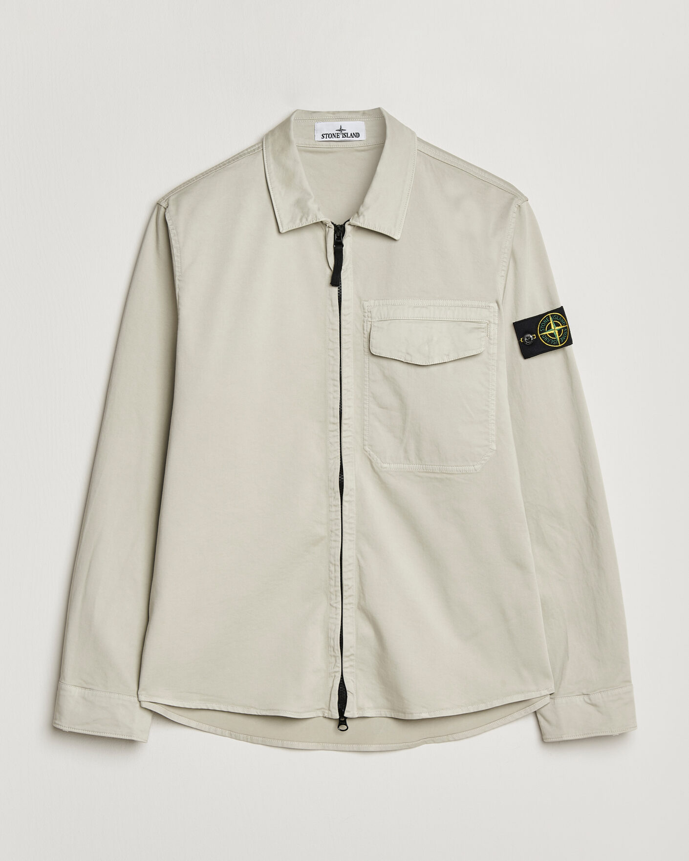 Herren | Hemden | Stone Island | Cotton Stretch Zip Overshirt Pearl Grey