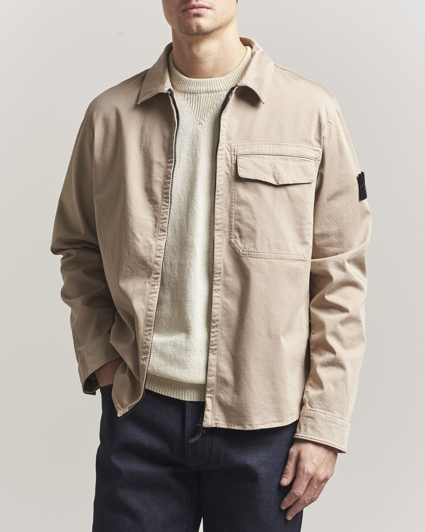 Herren | Hemden | Stone Island | Cotton Stretch Zip Overshirt Desert