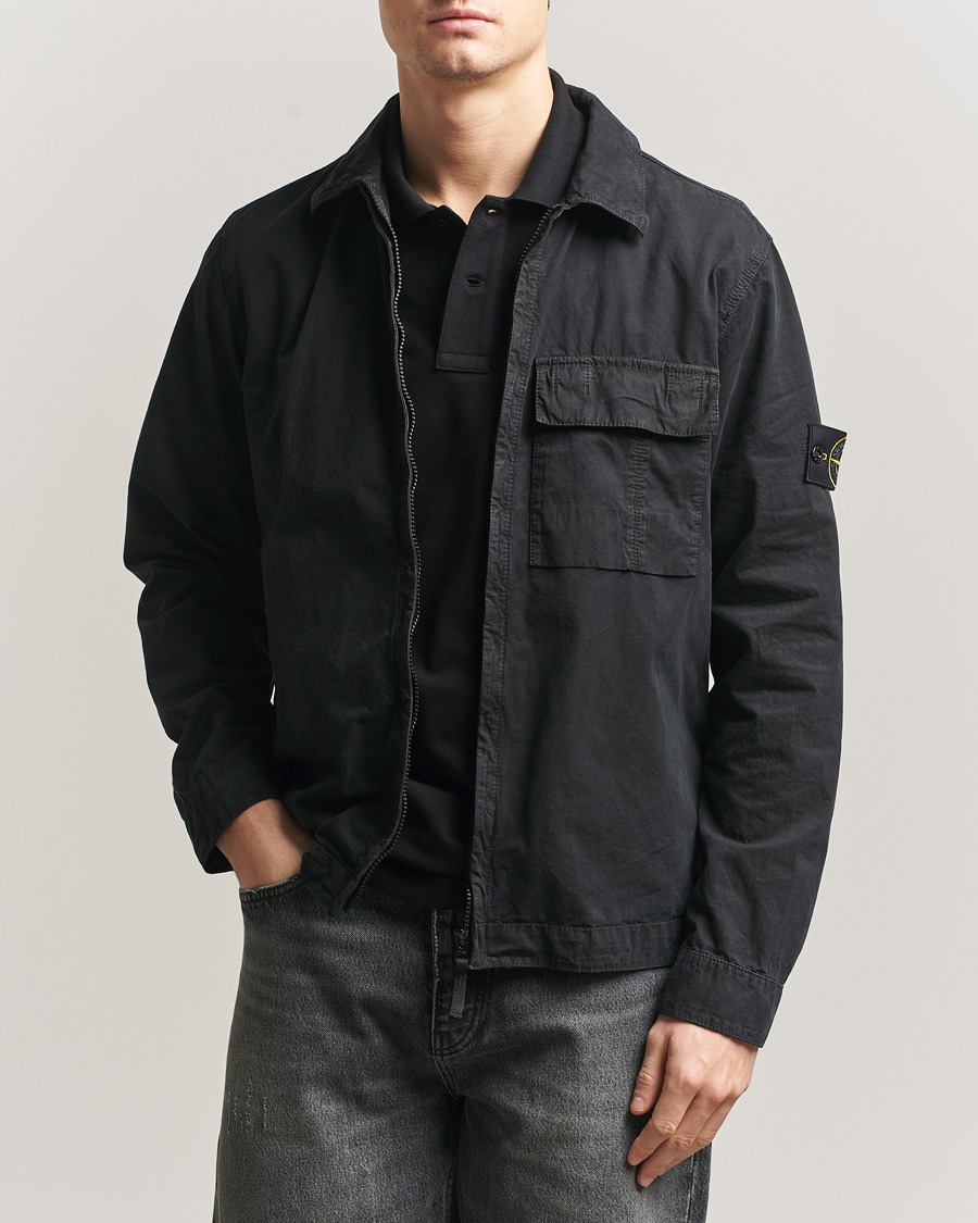 Herren | Hemden | Stone Island | Brushed Cotton Canvas Zip Overshirt Black