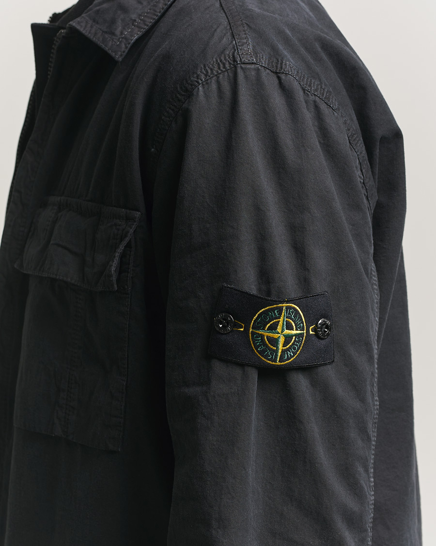 Herren | Hemden | Stone Island | Brushed Cotton Canvas Zip Overshirt Black