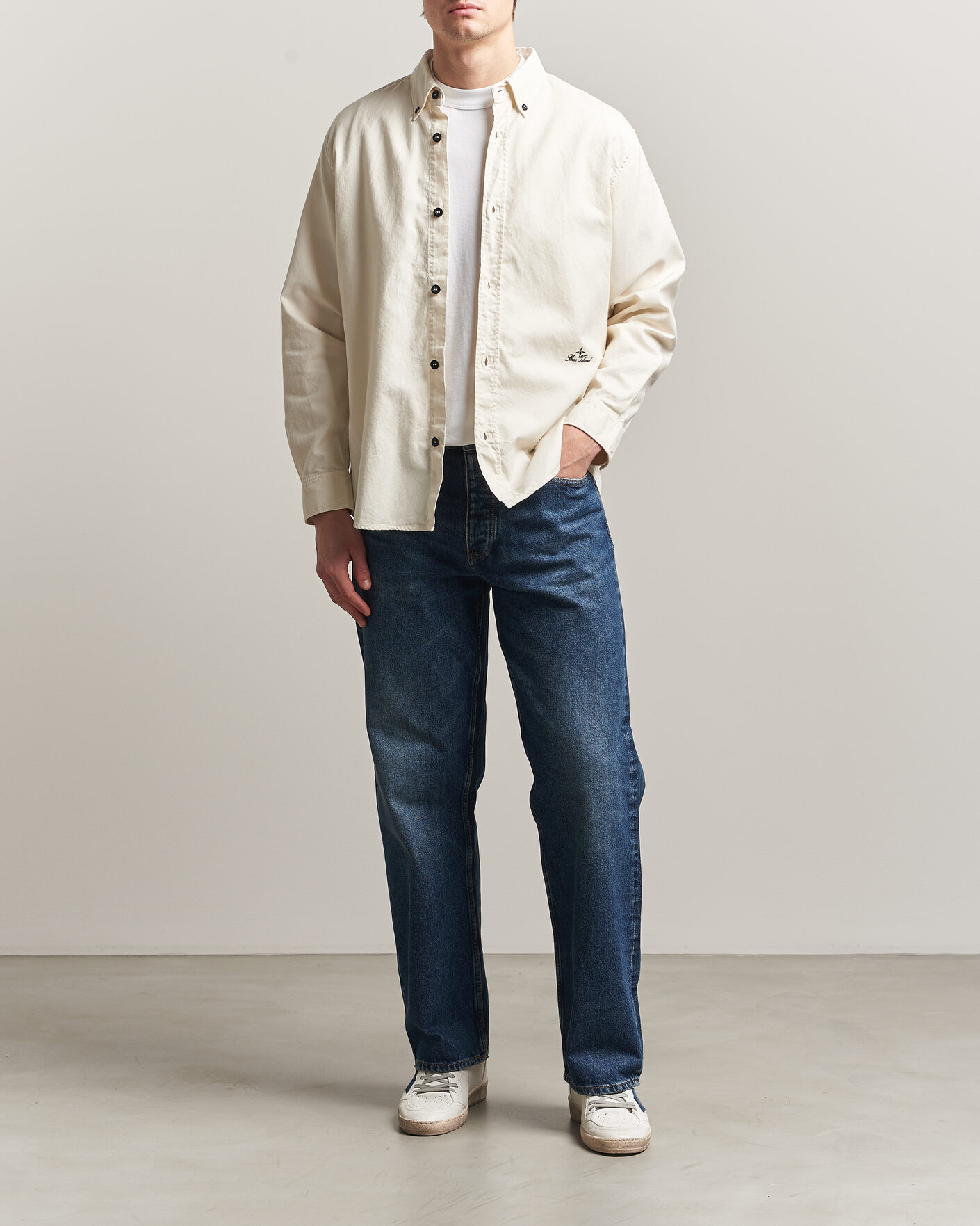Herren | Hemden | Stone Island | Organic Cotton Oxford Shirt Ivory