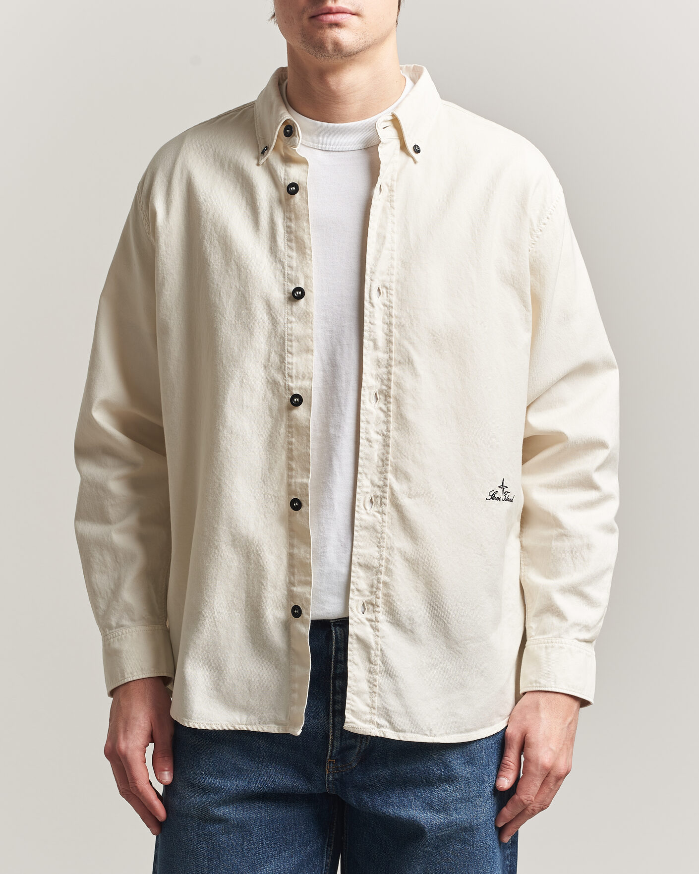 Herren | Hemden | Stone Island | Organic Cotton Oxford Shirt Ivory