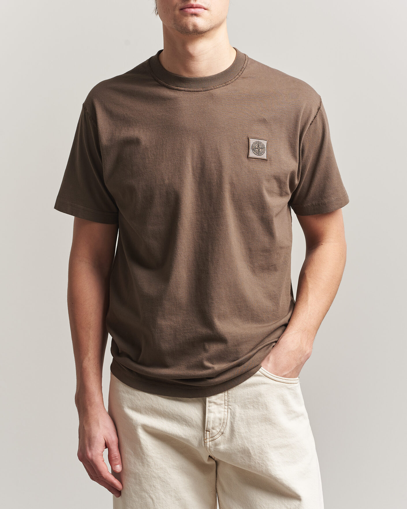Herren | T-Shirts | Stone Island | Organic Cotton Fissato Effect T-Shirt Umber