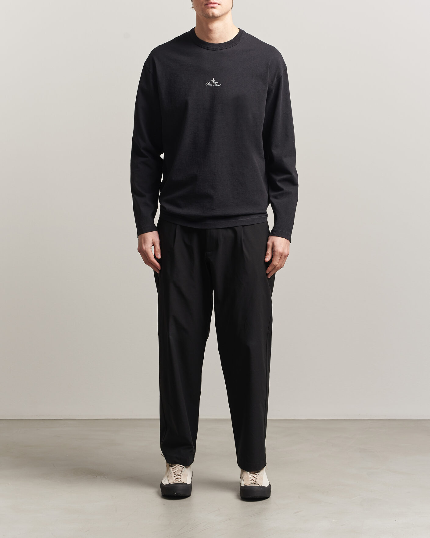 Herren | T-Shirts | Stone Island | Organic Cotton Jersey Long Sleeve Logo T-Shirt Black