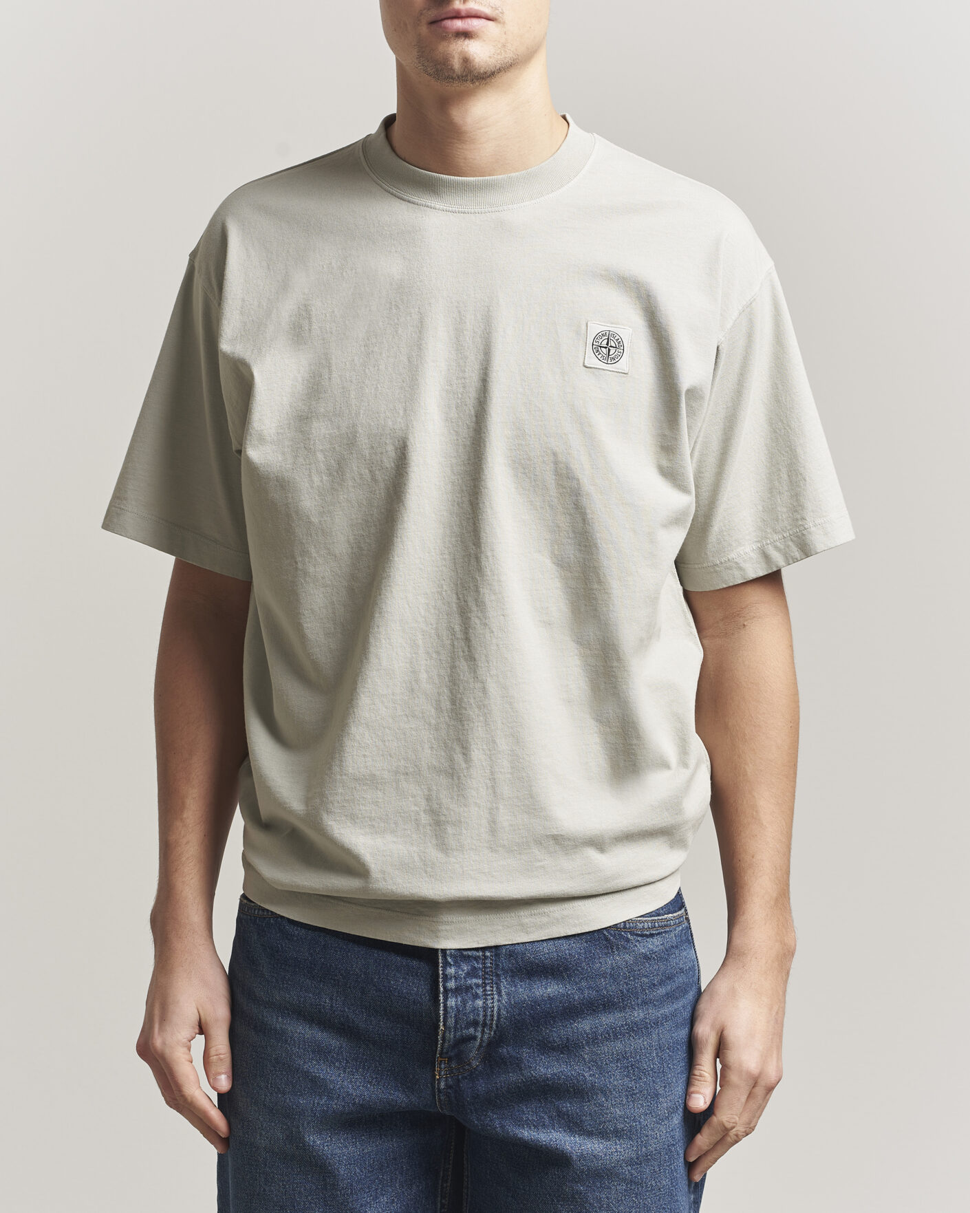 Herren | T-Shirts | Stone Island | Combed Organic Cotton T-Shirt Pearl Grey