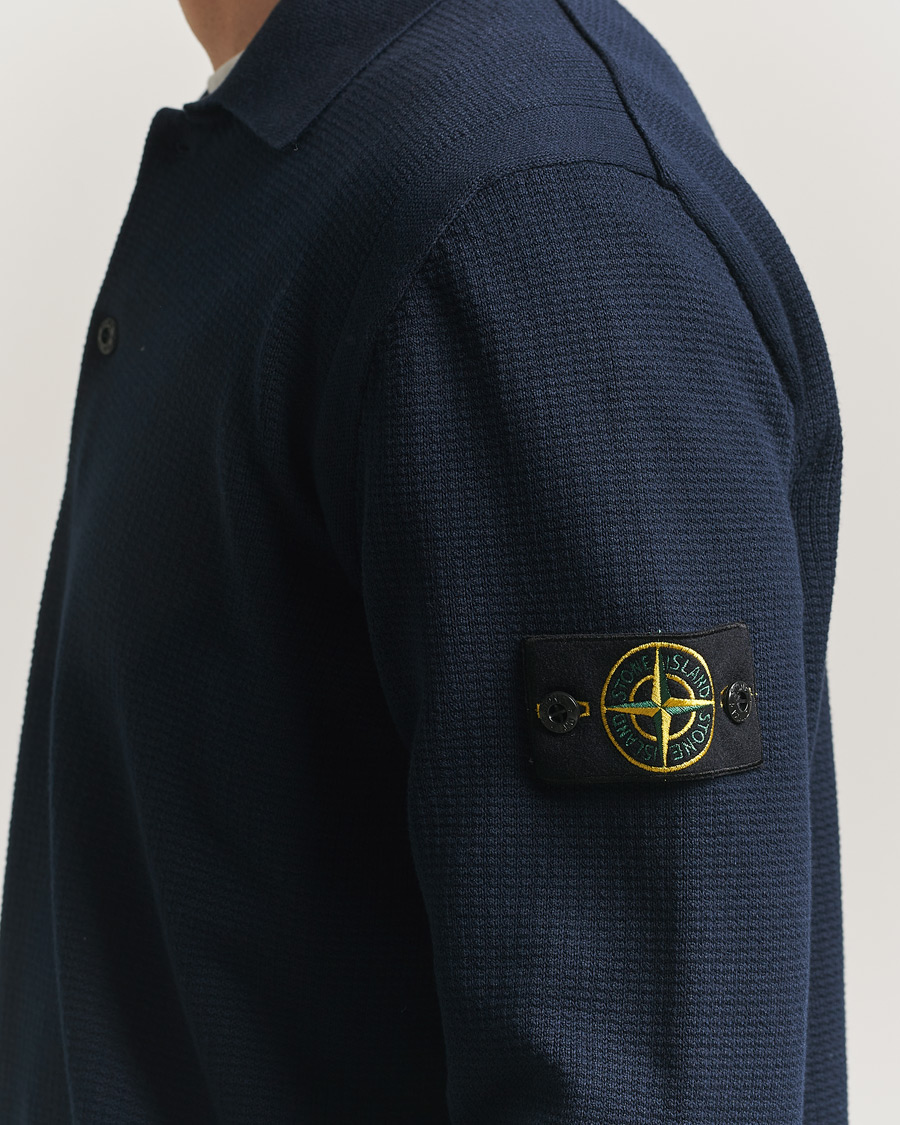 Herren | Pullover | Stone Island | Micro Stitch Knitted Cotton Polo Navy