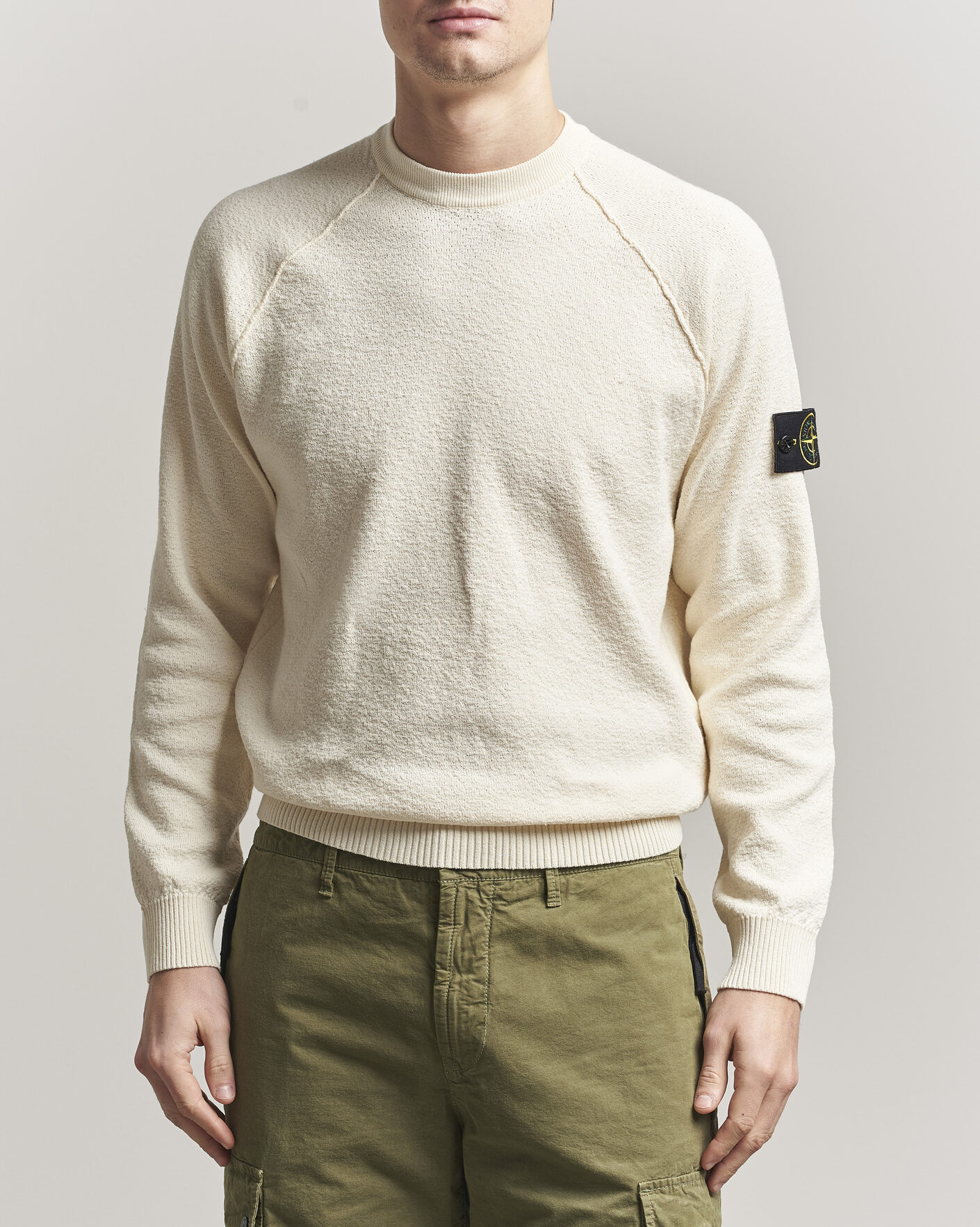 Herren | Pullover | Stone Island | Raw Hand Organic Cotton Crewneck Ivory