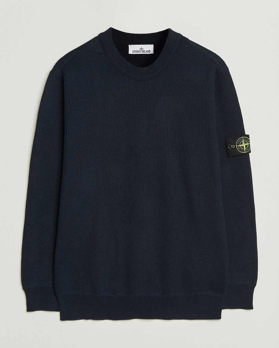 Herren | Pullover | Stone Island | Ribbed Soft Organic Cotton Crewneck Navy