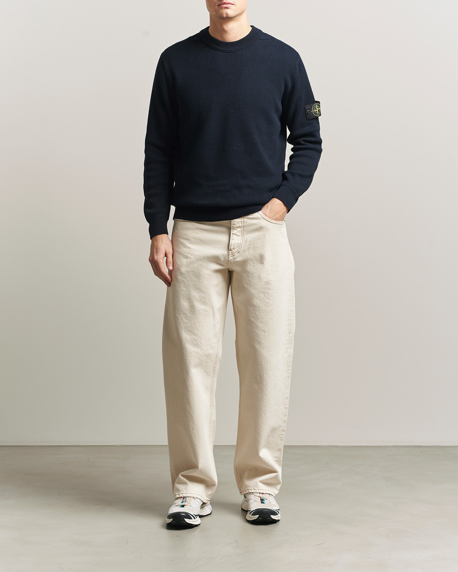 Herren | Pullover | Stone Island | Ribbed Soft Organic Cotton Crewneck Navy