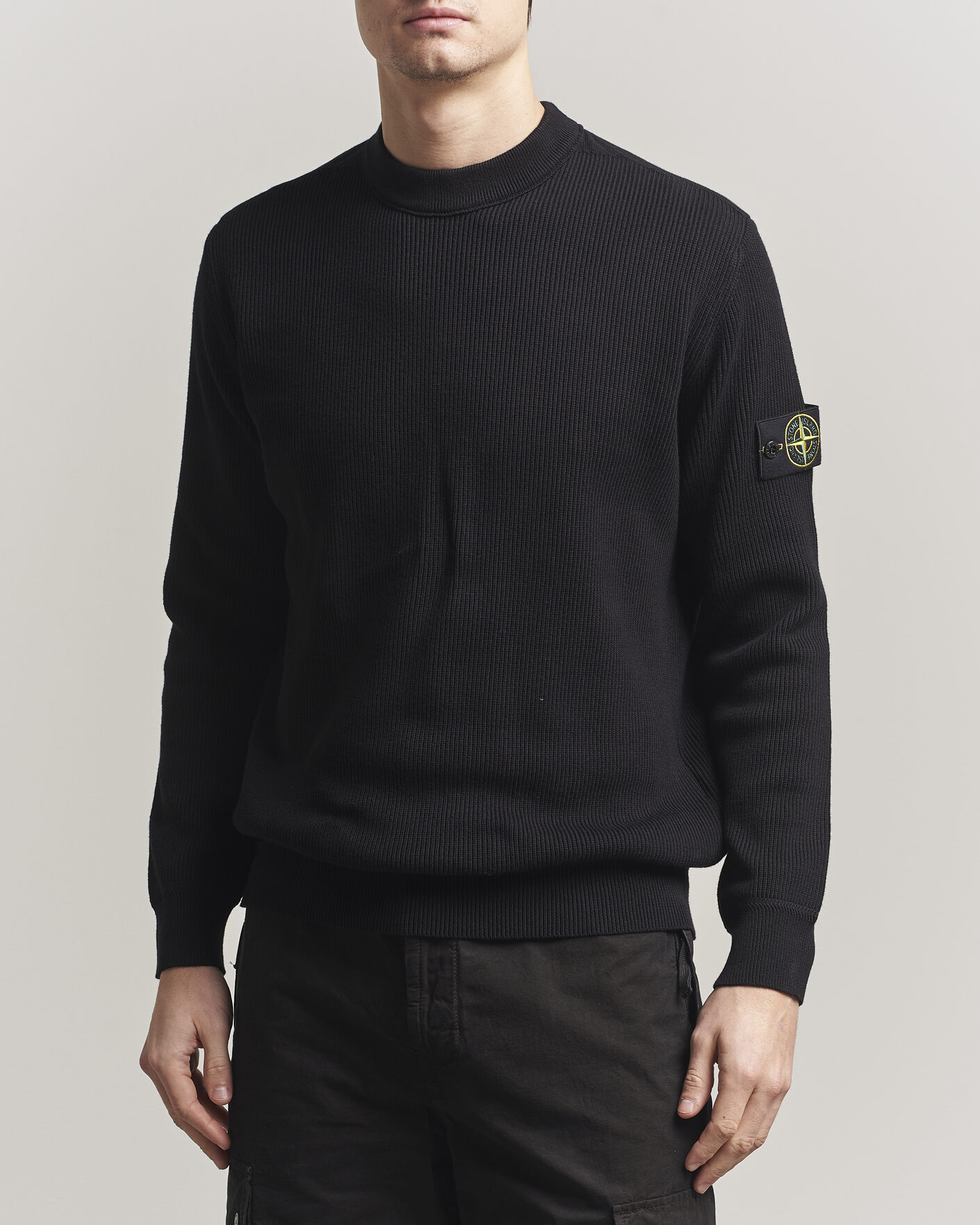 Herren | Pullover | Stone Island | Ribbed Soft Organic Cotton Crewneck Black