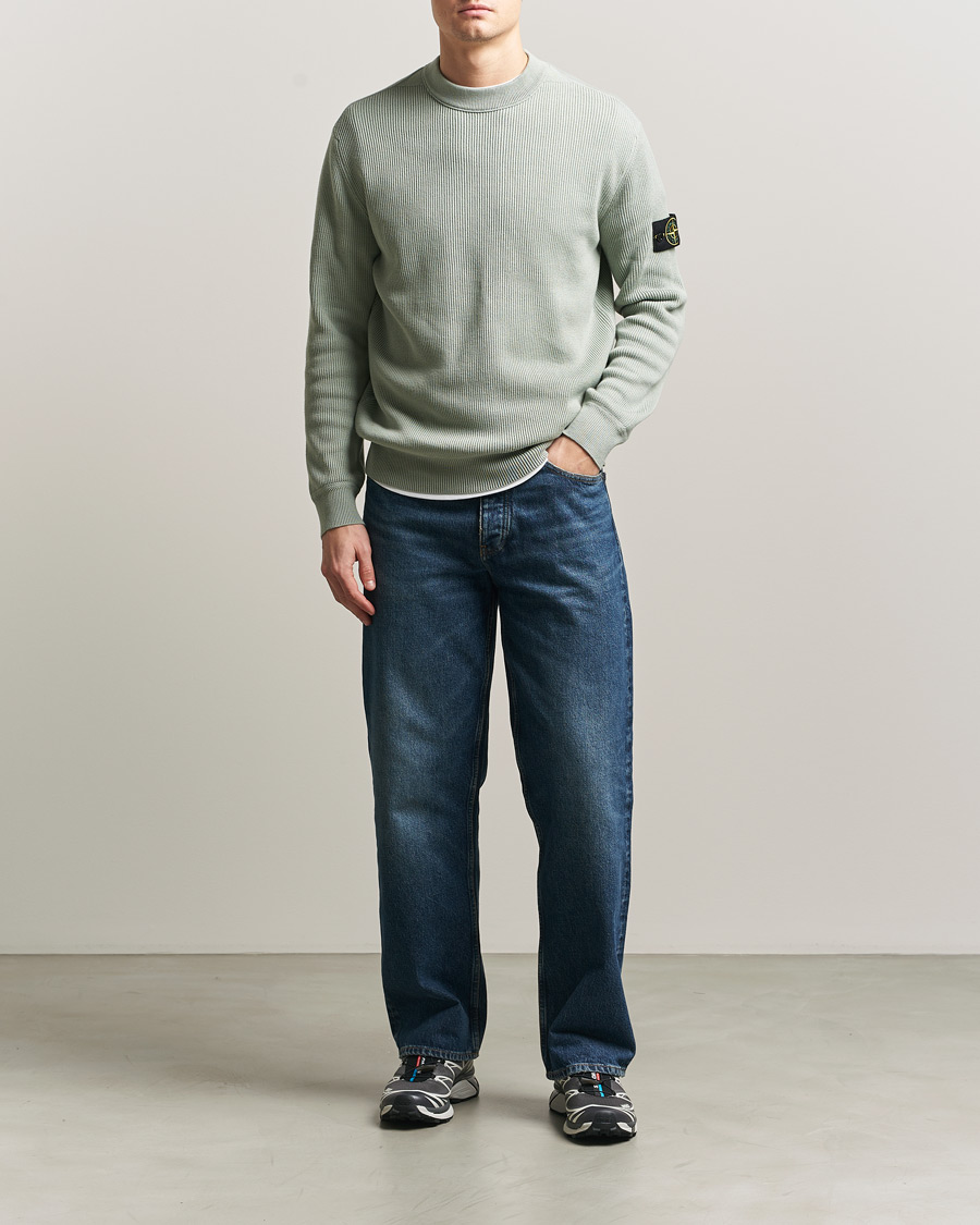 Herren | Pullover | Stone Island | Ribbed Soft Organic Cotton Crewneck Sage