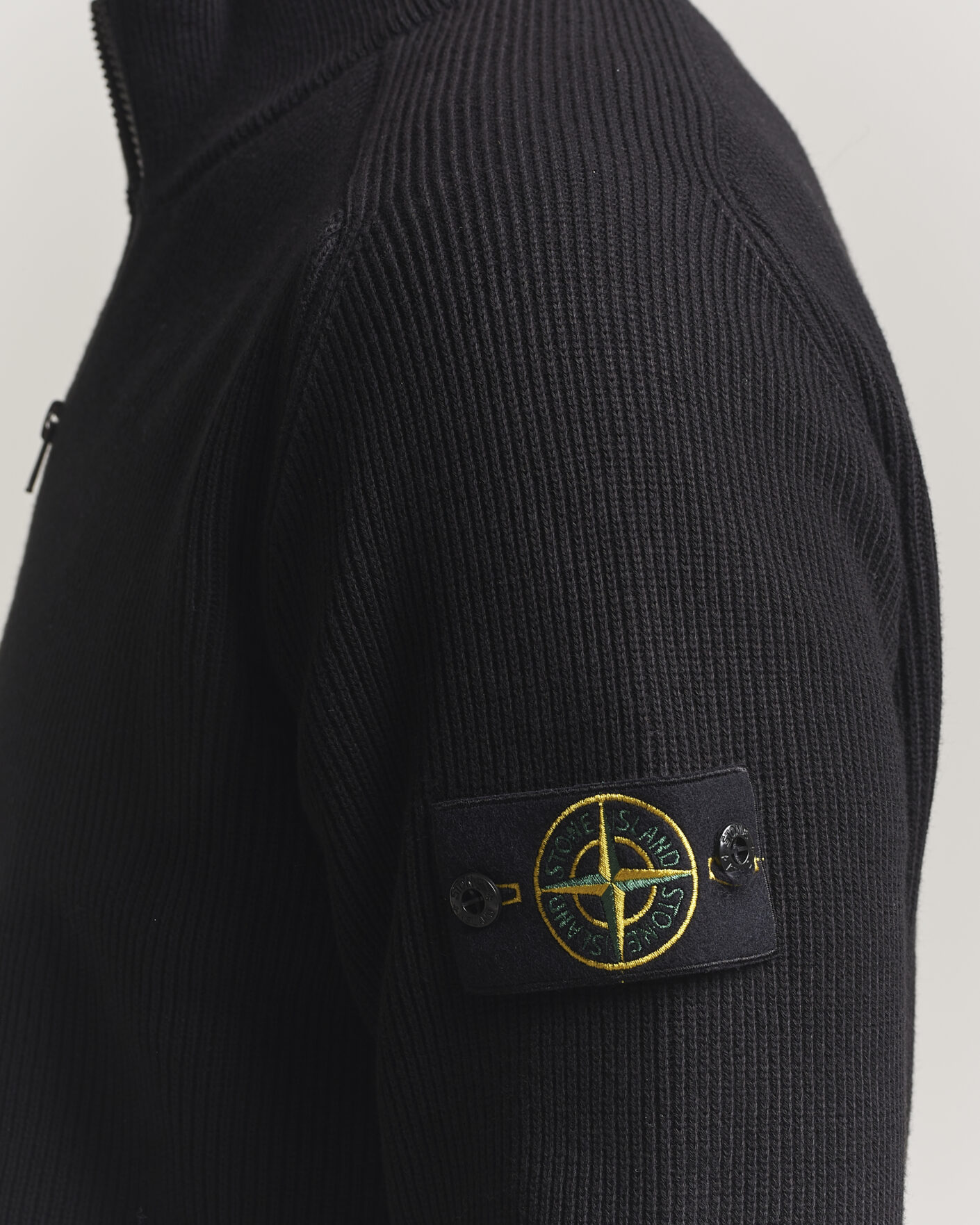 Herren | Pullover | Stone Island | Ribbed Soft Organic Cotton Half Zip Black