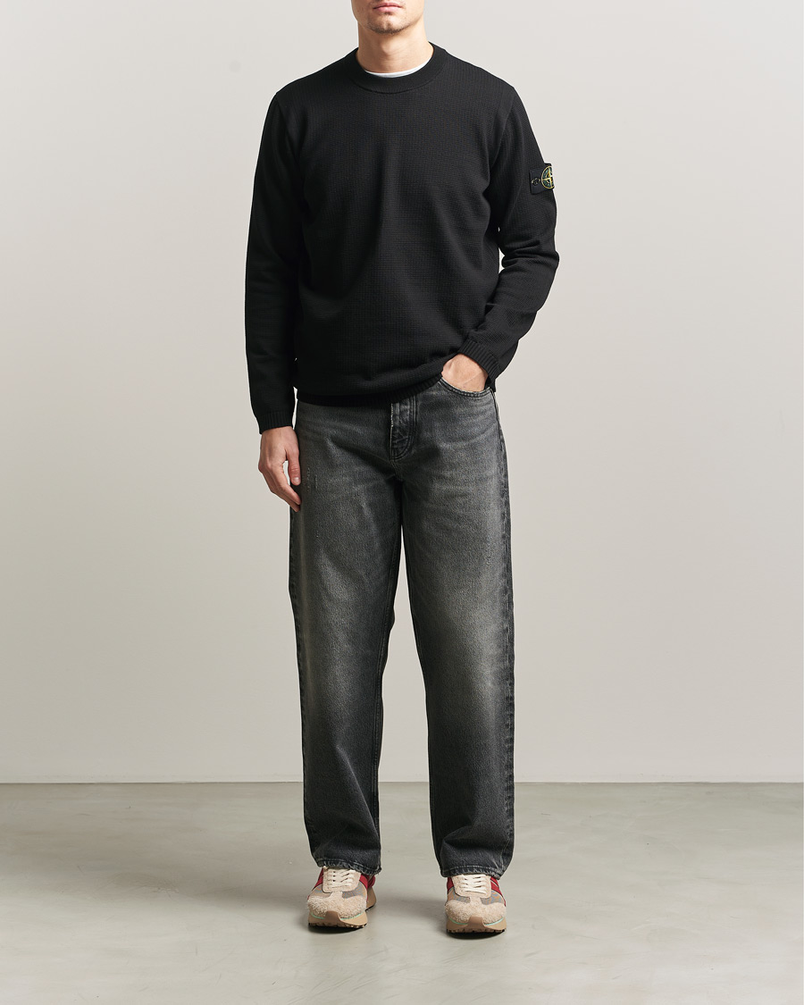 Herren | Pullover | Stone Island | Micro Stitch Soft Organic Cotton Crewneck Black