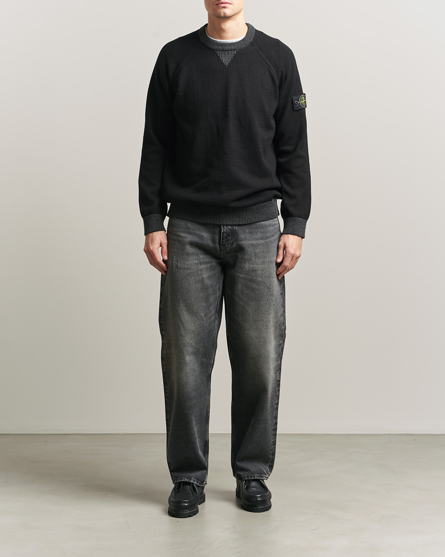 Herren | Pullover | Stone Island | Raw Hand Organic Cotton Raglan Crewneck Black