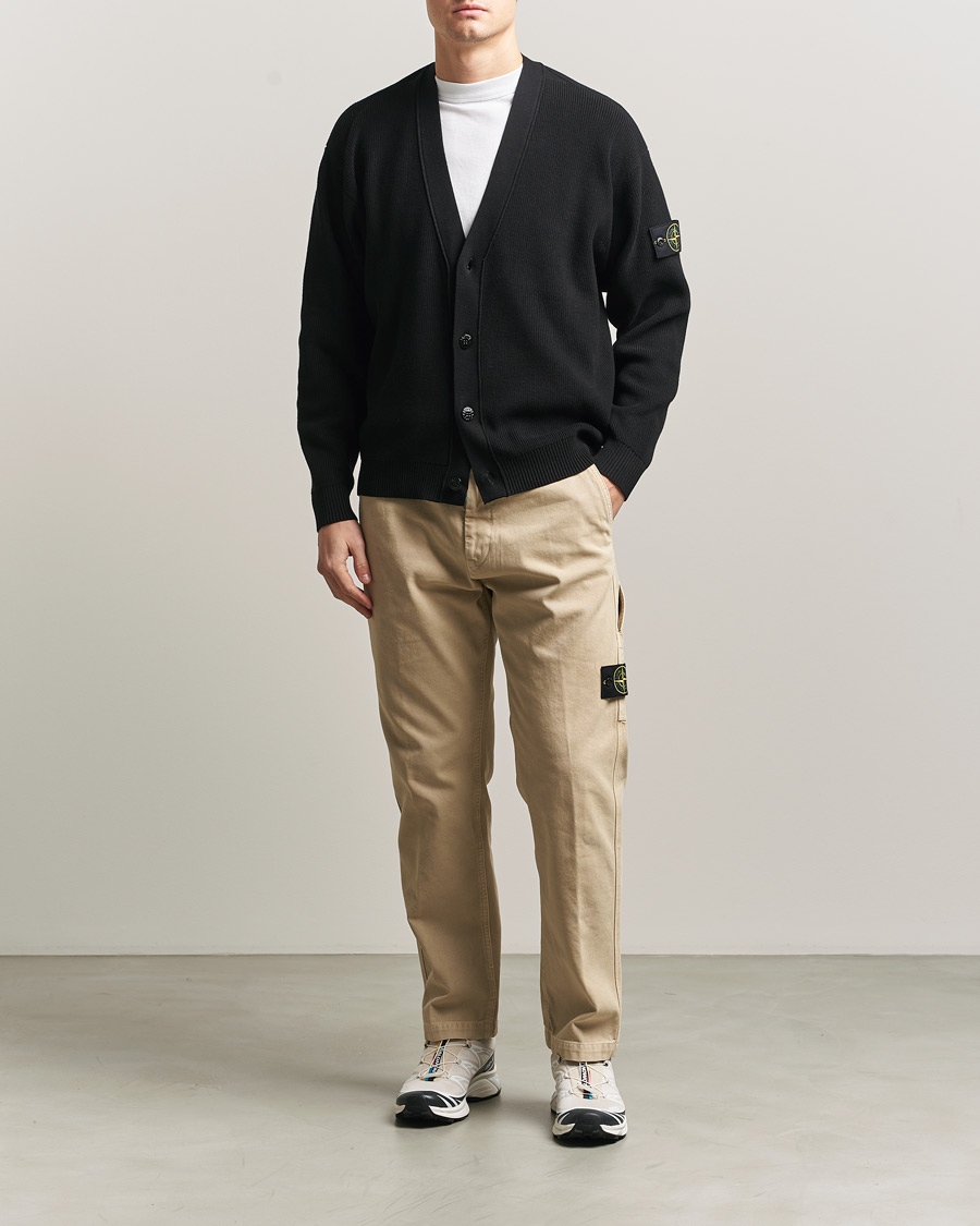 Herren | Pullover | Stone Island | Ribbed Soft Organic Cotton Cardigan Black